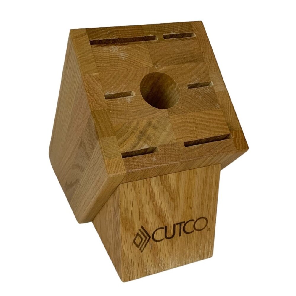 Cutco Oak Knife Block Holds Up to Six Knives and Sharpener Made In USA
